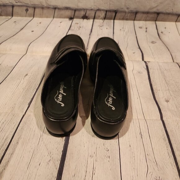 FREE PEOPLE Winston leather platform penny loafers black open back size 8 - Picture 4 of 8